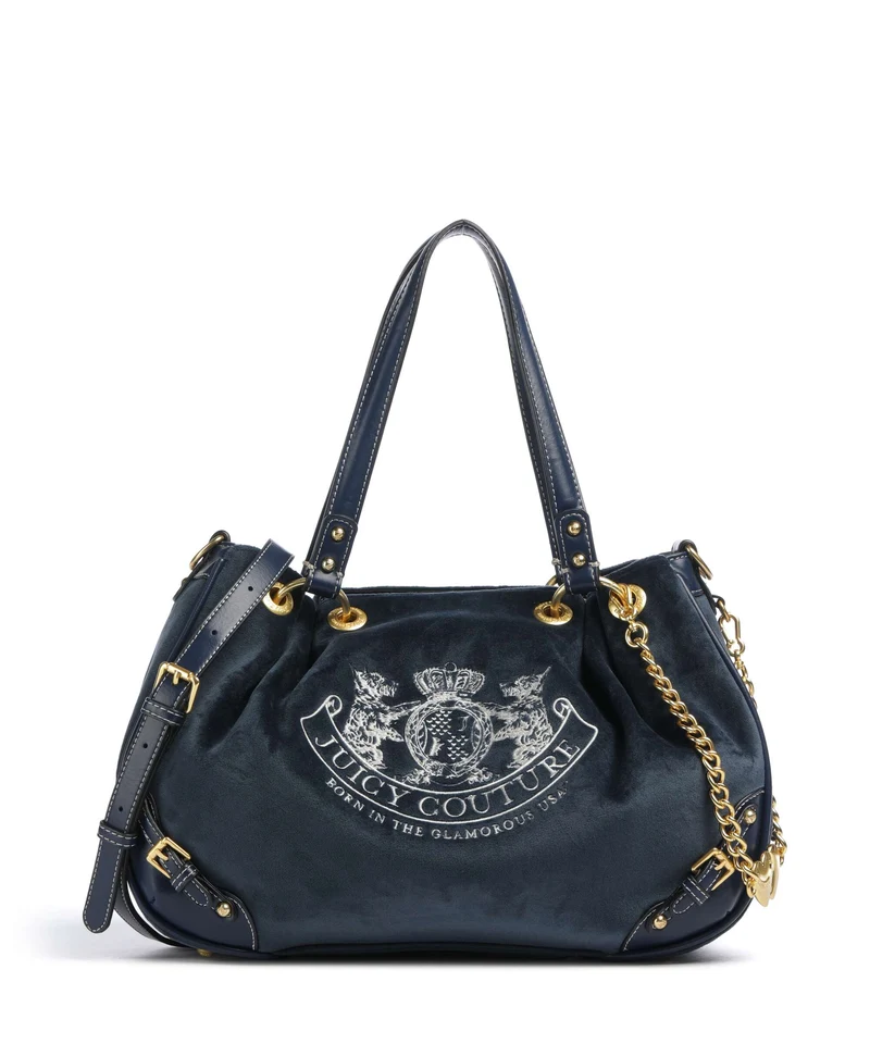 Juicy Couture Twig Narrative Velvet M Borsa hobo blue depths