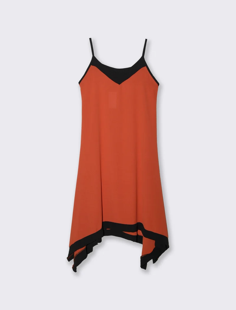 Vestito lungo bicolor - coccio