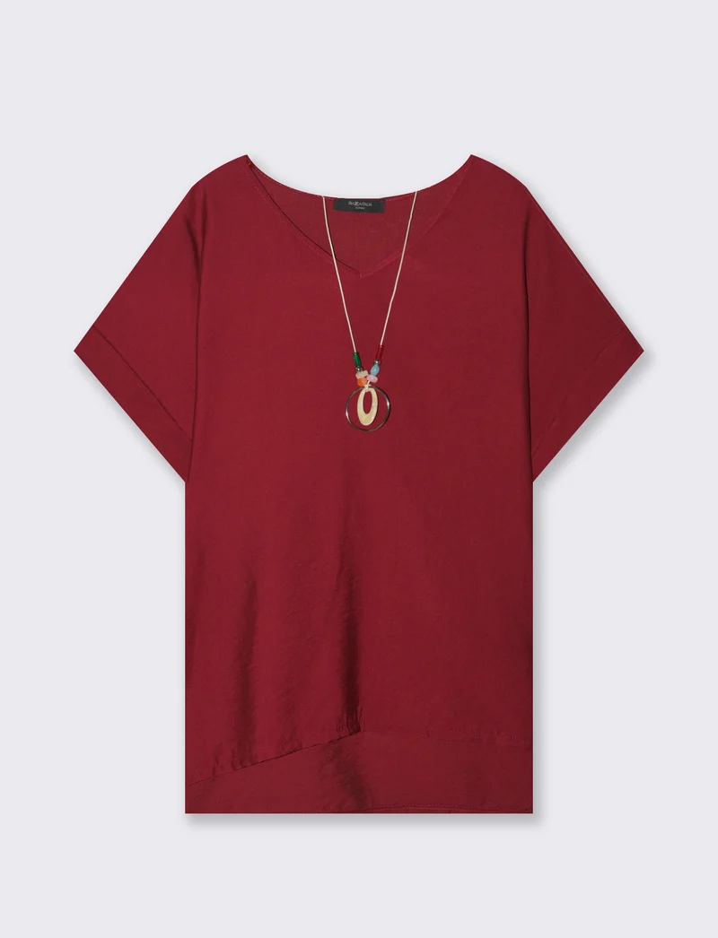 Casacca over con collana - Rosso india