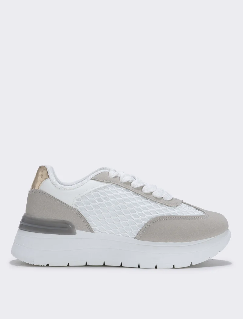 Sneakers da in tessuto rete effetto - Bianco