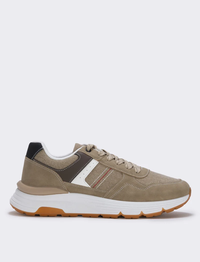 Sneakers casual da uomo in tessuto e poliuretano - Cammello