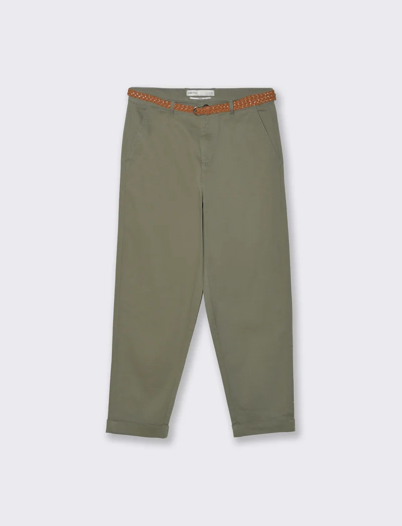 Pantalone con cintura e risvolto elegante - Verde salvia