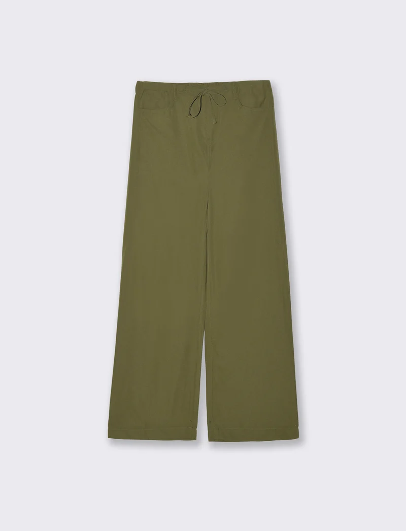 Pantalone Jogger Wide Leg con Coulisse - Kaky 1