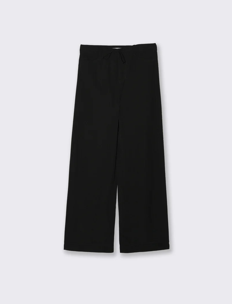 Pantalone Jogger Wide Leg con Coulisse - Nero