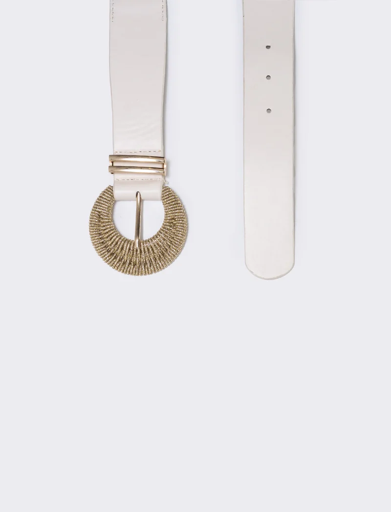 Cintura con fibbia lurex elegante - Beige