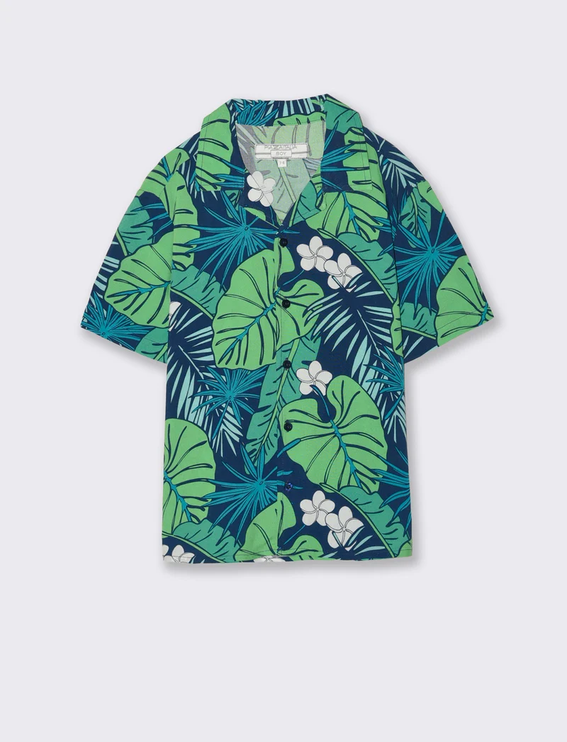 Camicia stampata in viscosa per l'estate - Verde