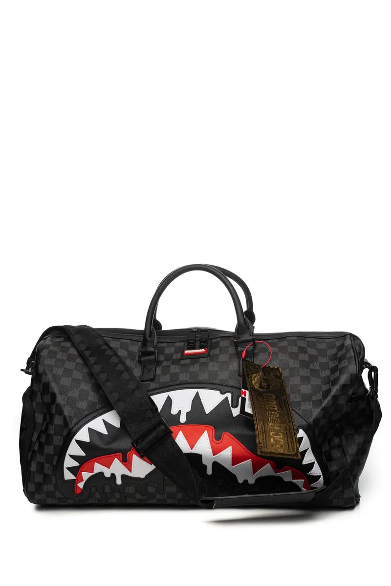 Borsone Sprayground Dripping Sharks In Paris Dff Unisex Fantasia A Scacchi Colata Nero Antracite In Polivinile