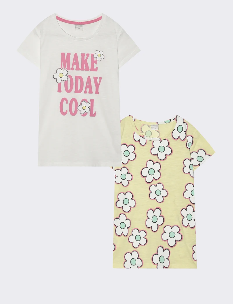 2 pack T-shirt mezza manica comode - Giallo