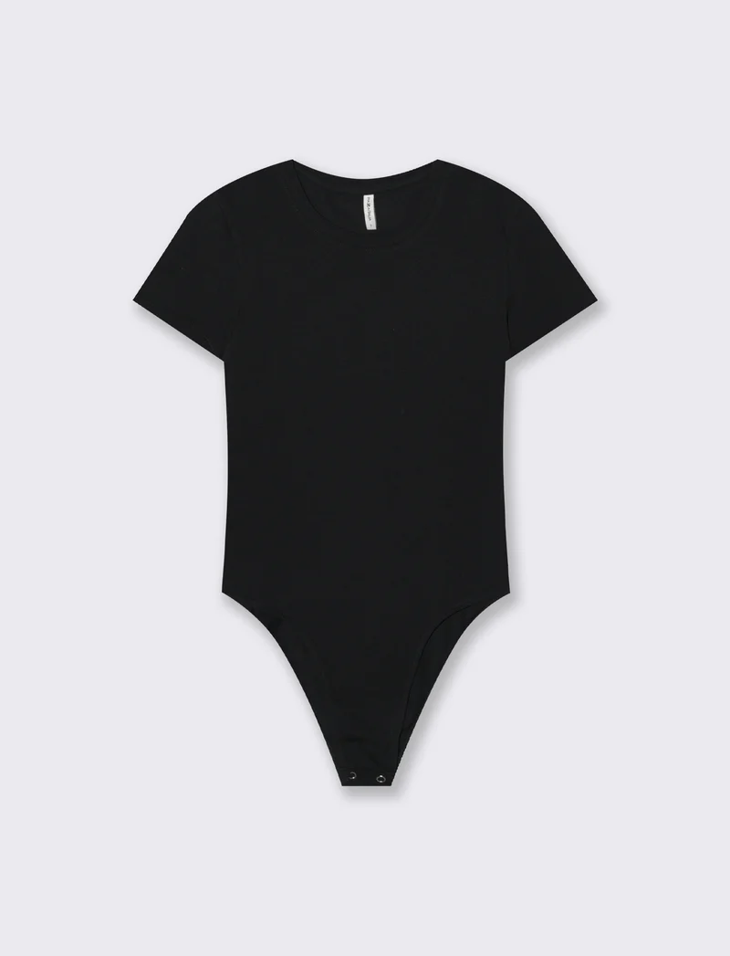 Body Manica Corta Girocollo Basico - Nero