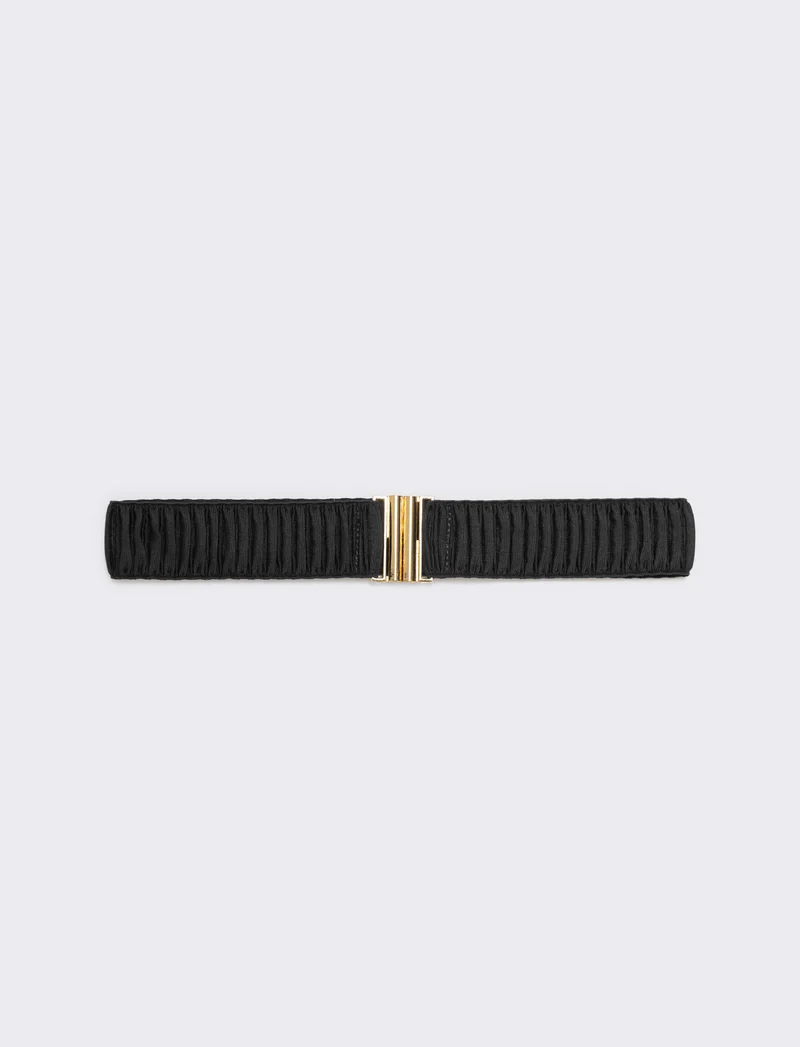 Cintura elastica sottile arricciata - Nero
