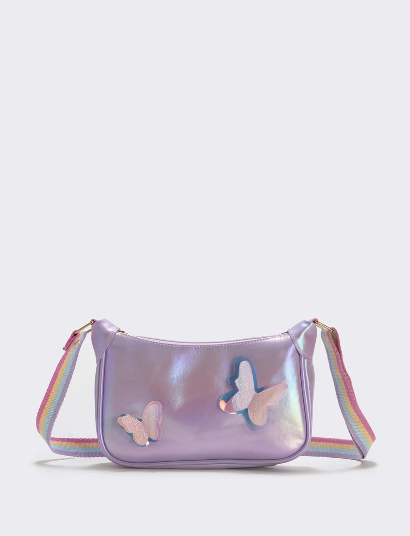 Borsetta rettangolare con farfalle glitter - Lilla