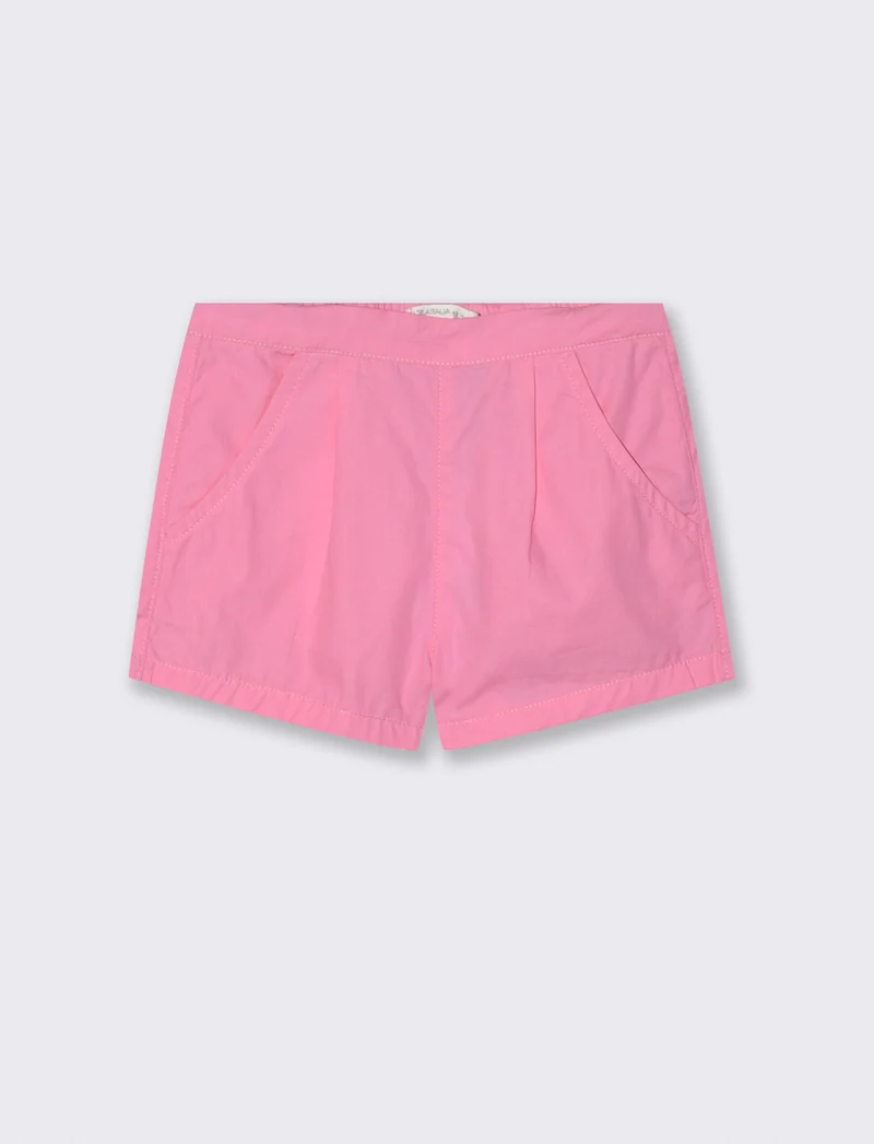 Shorts in popeline modello basico con tasche - Rosa