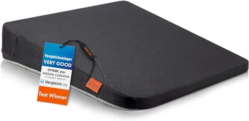 Cuscino Cuneo - Cuscino per Sedile Auto – Cuscino per Sedia Ufficio – Cuscino Auto sedile e Ufficio Antiscivolo - Auto Cuscini Perfetto per Sedie da Ufficio o per l'Auto (Nero/33.5 x 37 x 2-7.2 cm)