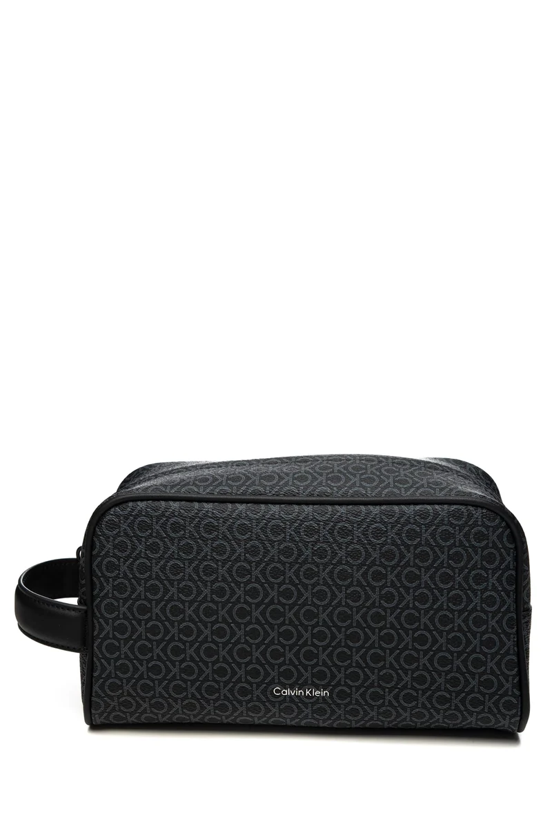 Pochette Beauty Case Calvin Klein Ck Must Mono Dopp Kit Da Uomo Nero Stampa Ck Grigio In Poliuretano