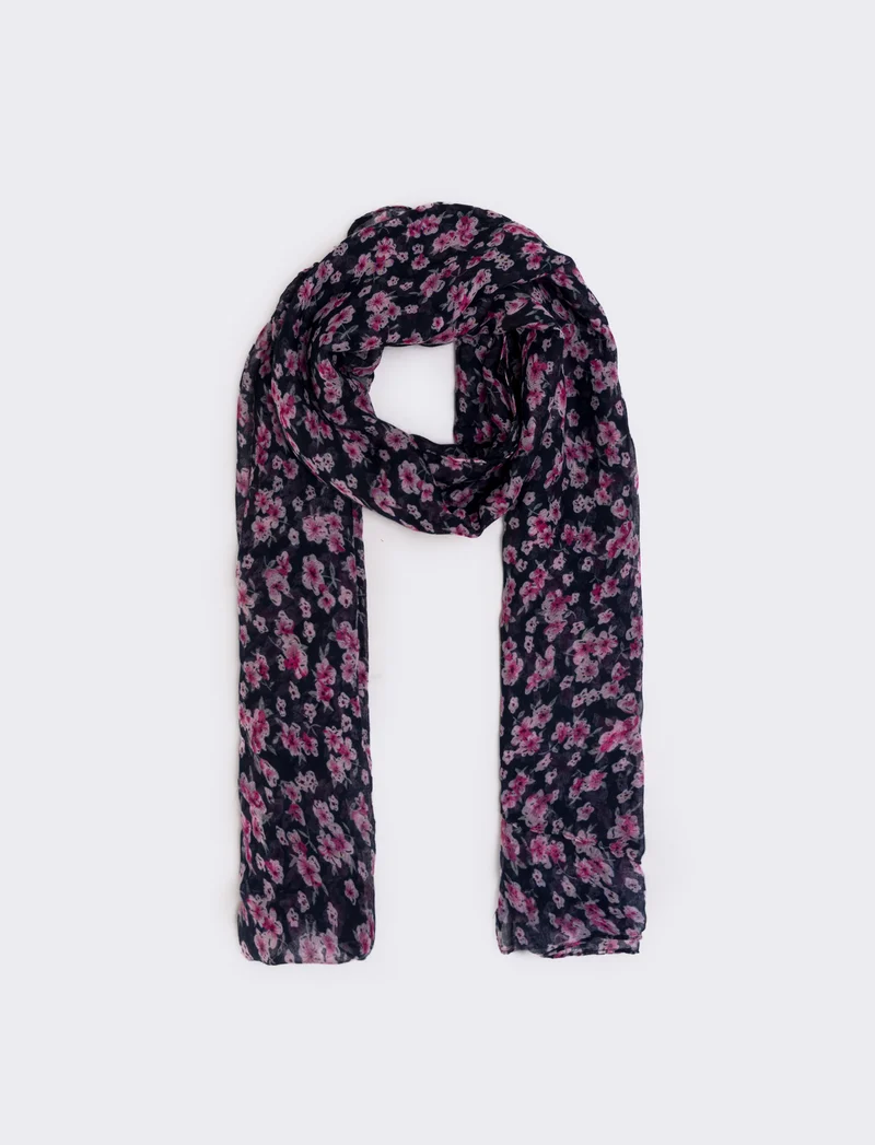 Foulard basic con stampa floreale - Blu