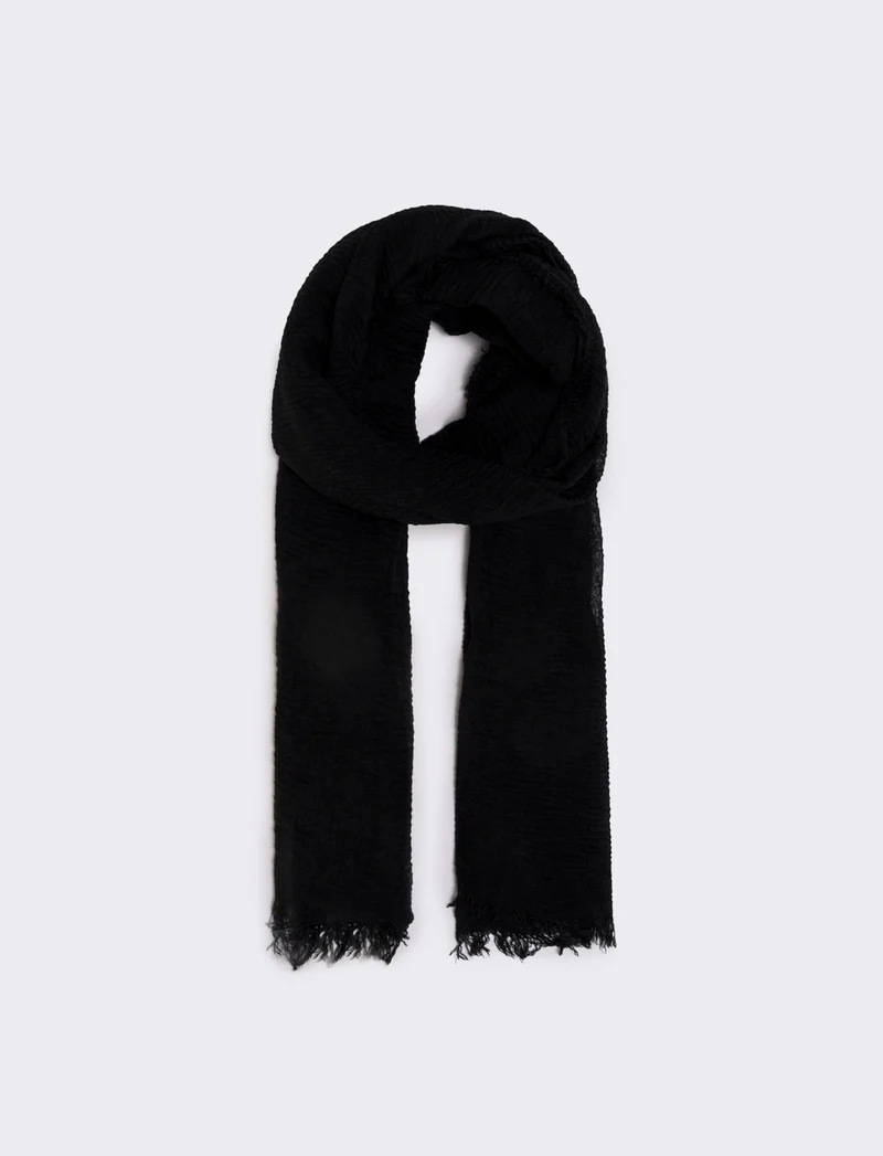 Foulard unito con frange eleganti - Nero