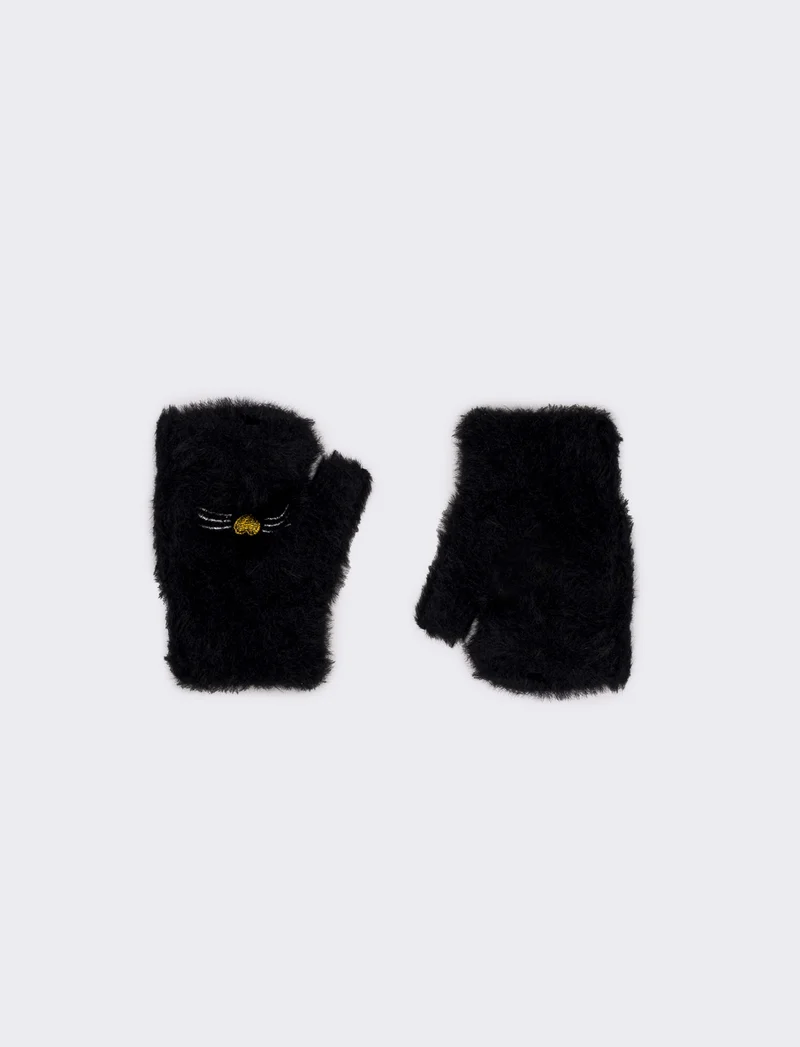 Guanti gattina bambina - Nero