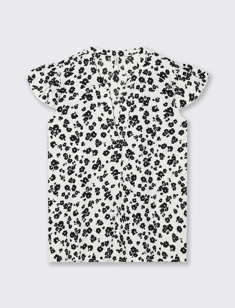 Blusa con scollo a V e rouches maniche - var 1