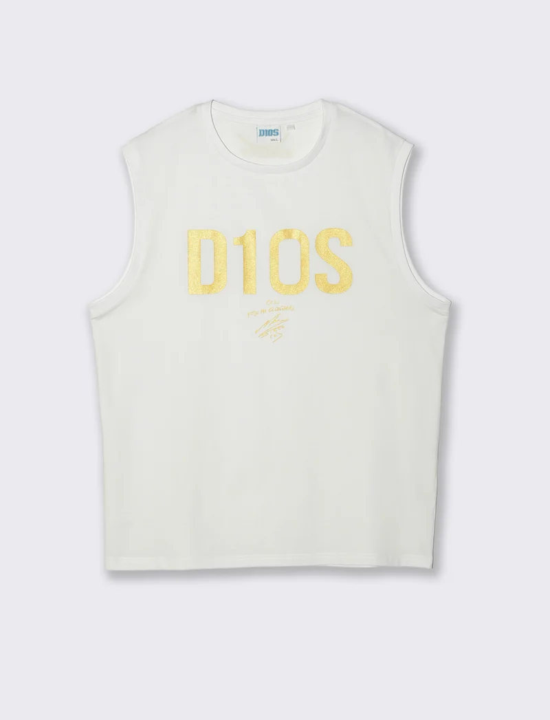 T-shirt senza maniche con stampa D10S - Bianco