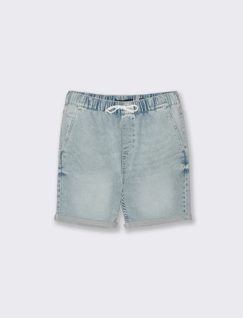 Bermuda in knitting effetto denim fit - Denim chiaro
