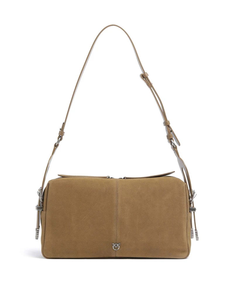 Pinko 24 Classic Borsa a spalla verde canguro/old silver