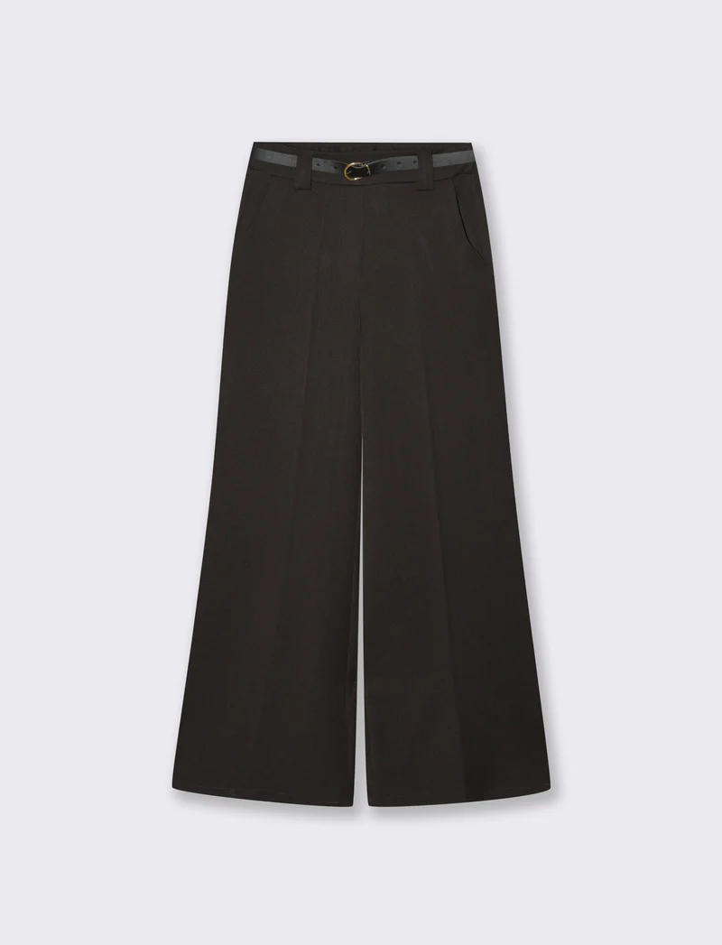 Pantalone a zampa con cintura - Moro