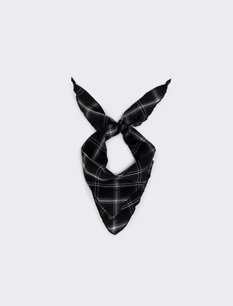 Foulard triangolino righe e quadri eleganti - Nero