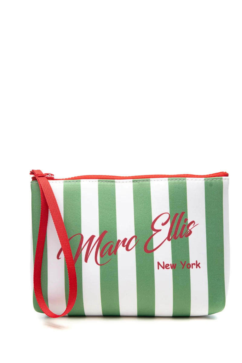 Pochette Marc Ellis Buby Pouch Smile Da Donna Righe Bianco Verde Kiwi In Poliestere
