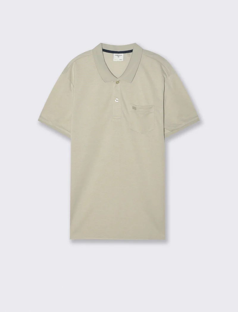 Polo basica con taschino e maniche corte - Grigio ghiaccio