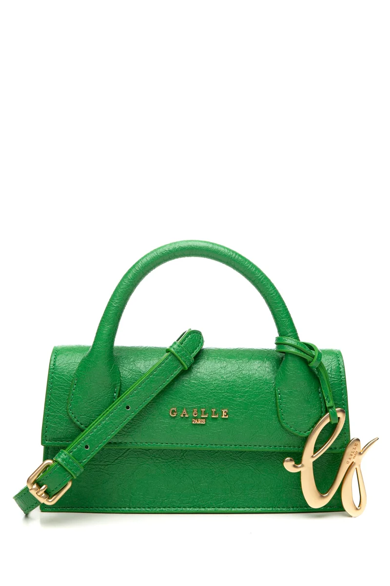 Borsa Gaelle Paris Mini Sh Strap Coursive Flag Da Donna Verde Prato In Poliuretano