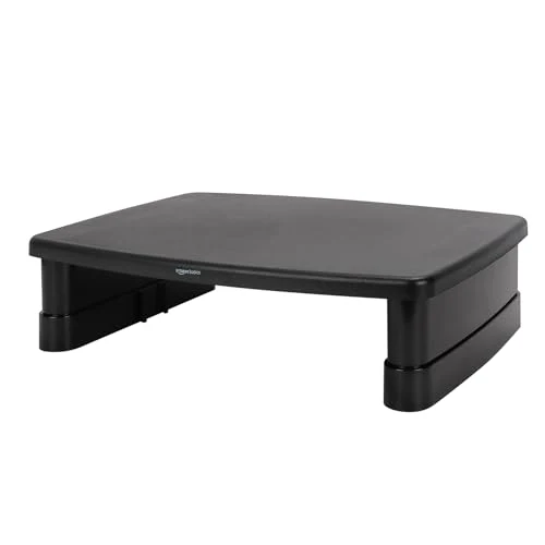 Amazon Basics supporto da scrivania regolabile per monitor di computer, per ridurre l'affaticamento del collo, adatto e laptop fino a 22 libbre, Nero, 27.94 cm x 40.9 cm x 12.4 cm