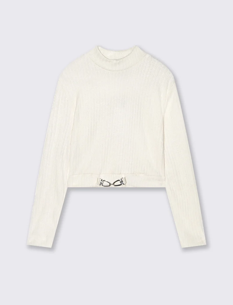 Maglia mezzo collo - Bianco panna