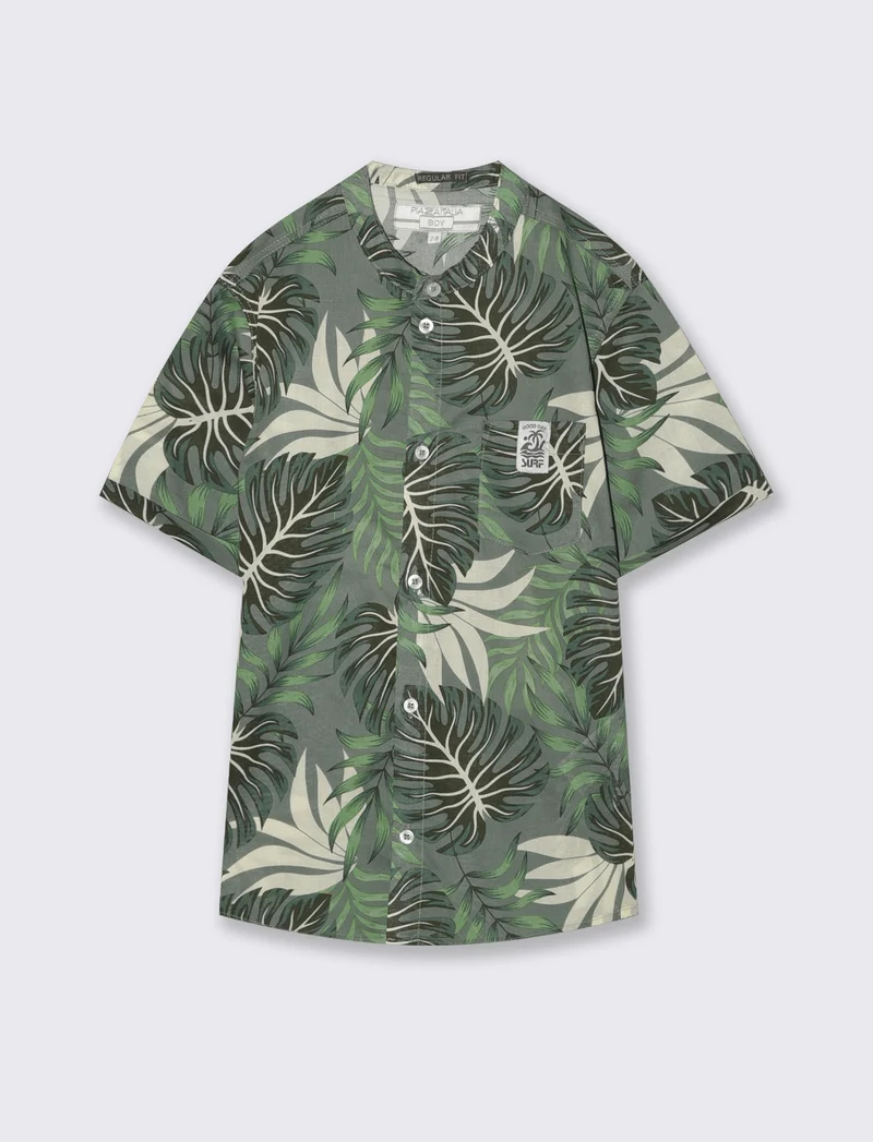 Camicia in cotone leggero fantasia estiva - Verde salvia
