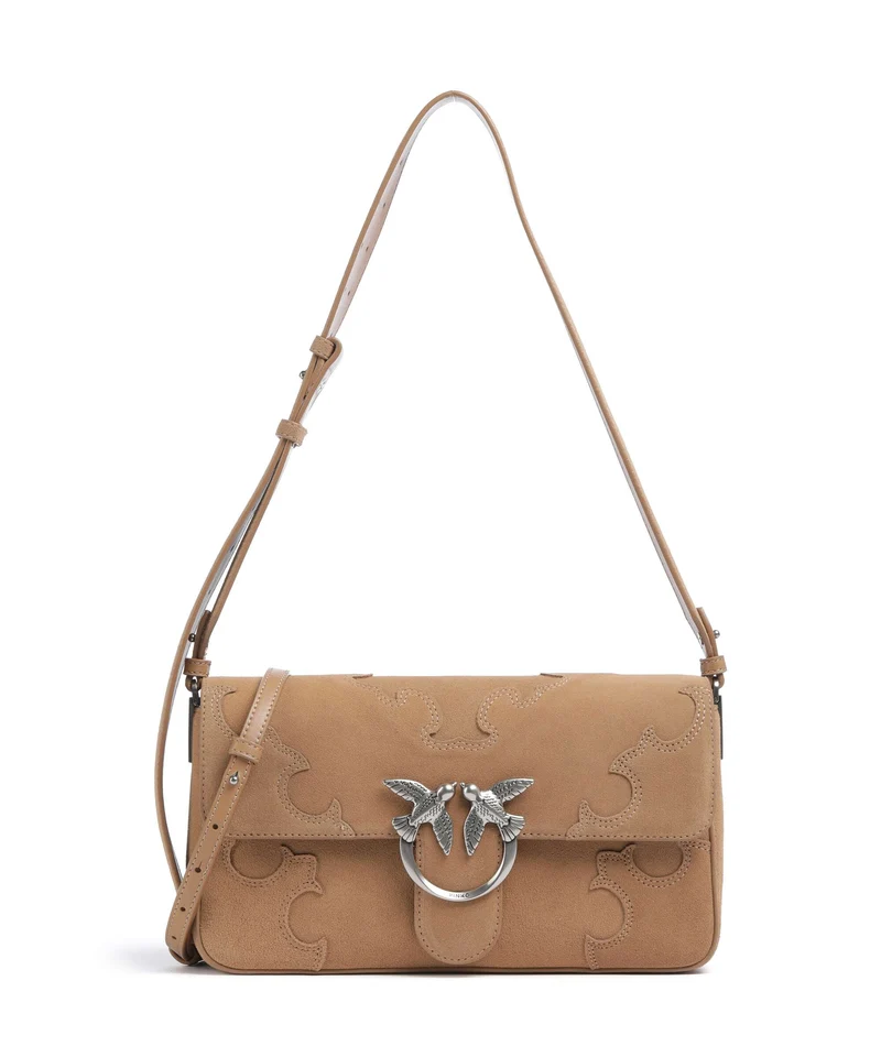 Pinko Love One Classic Slouchy Borsa a spalla beige/scoiattolo/old silver