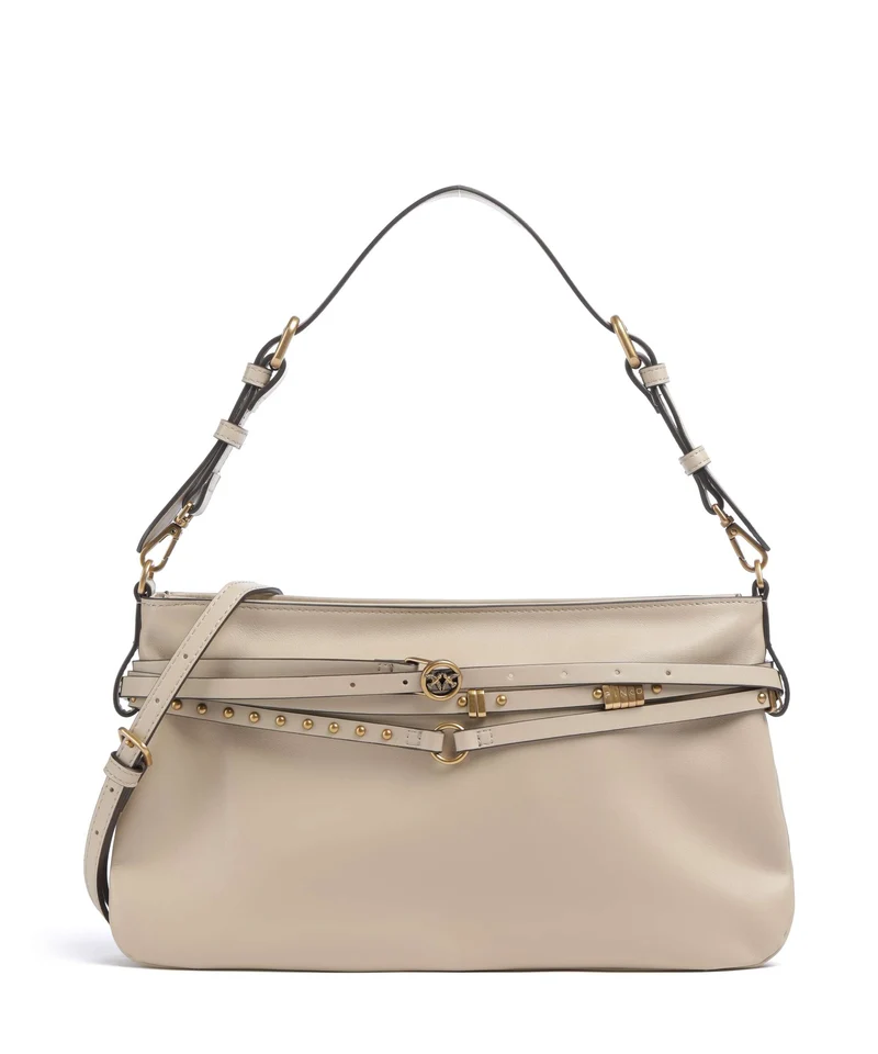 Pinko Belt Classic Borsa a spalla beige/grigio fumo/antique gold