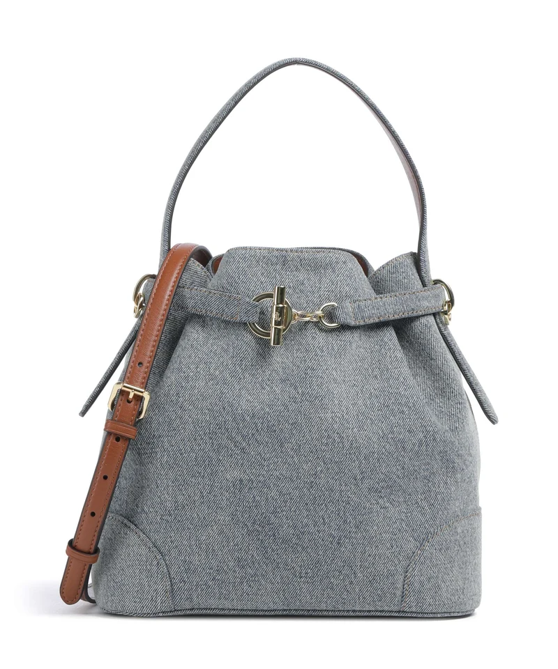 Lauren Ralph Lauren Blaike Medium Borsa a secchiello blue/lauren tan