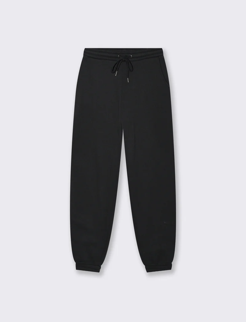 Jogger Basico Garzato con Cordoncino - Nero