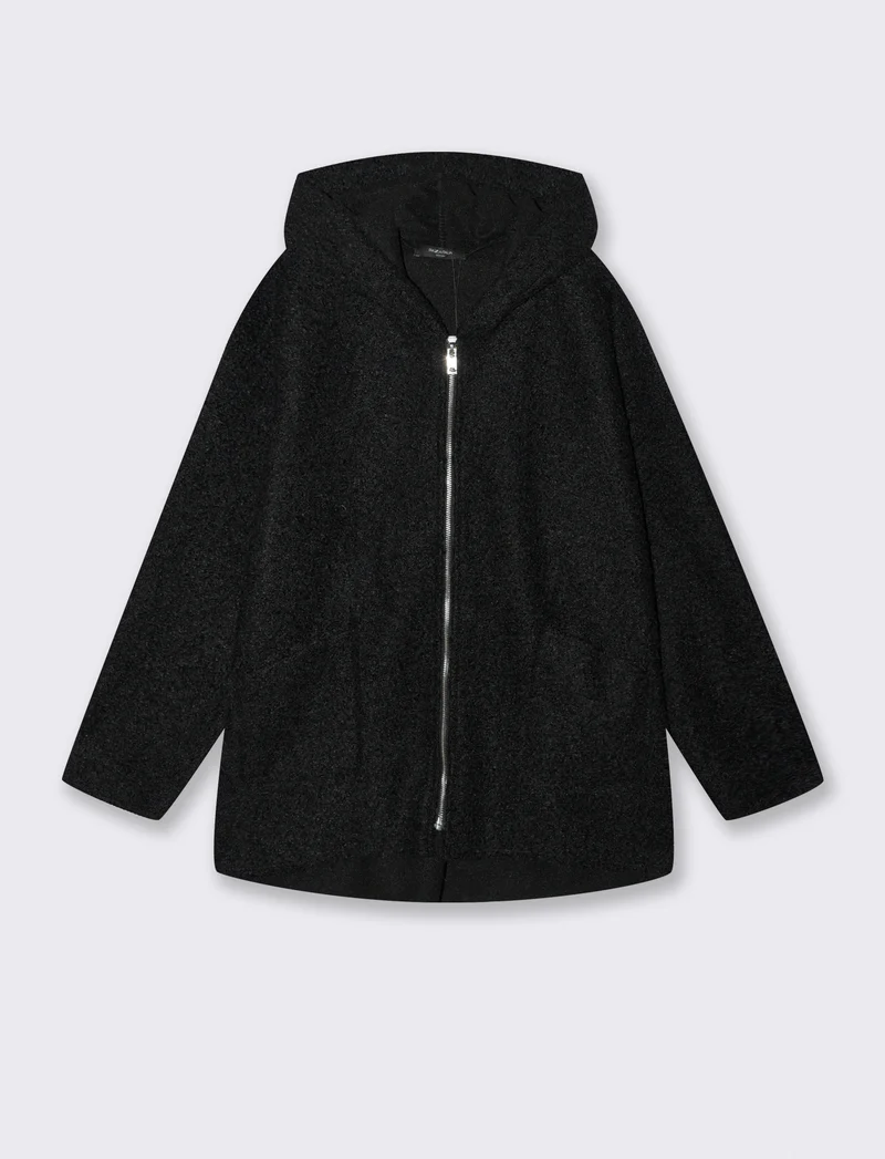 Cappotto con zip oversize - Nero