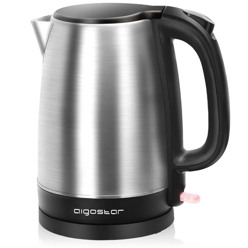 Aigostar Milo - Bollitore Acqua Elettrico 2200W, Capacità 1,7L, Bollitori In Acciaio Inox spazzolato, Senza BPA con Spegnimento Automatico e Protezione da Bollitura a Secco, Filtro Anticalcare, Nero