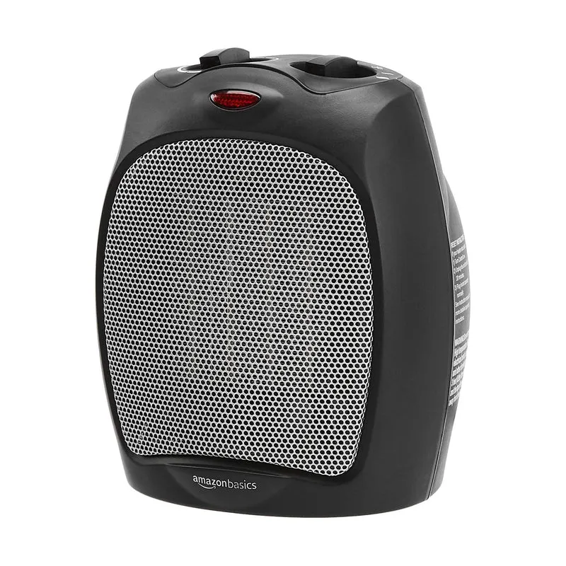 Amazon Basics - Termoventilatore in ceramica da 1500 Watt con termostato regolabile - Nero
