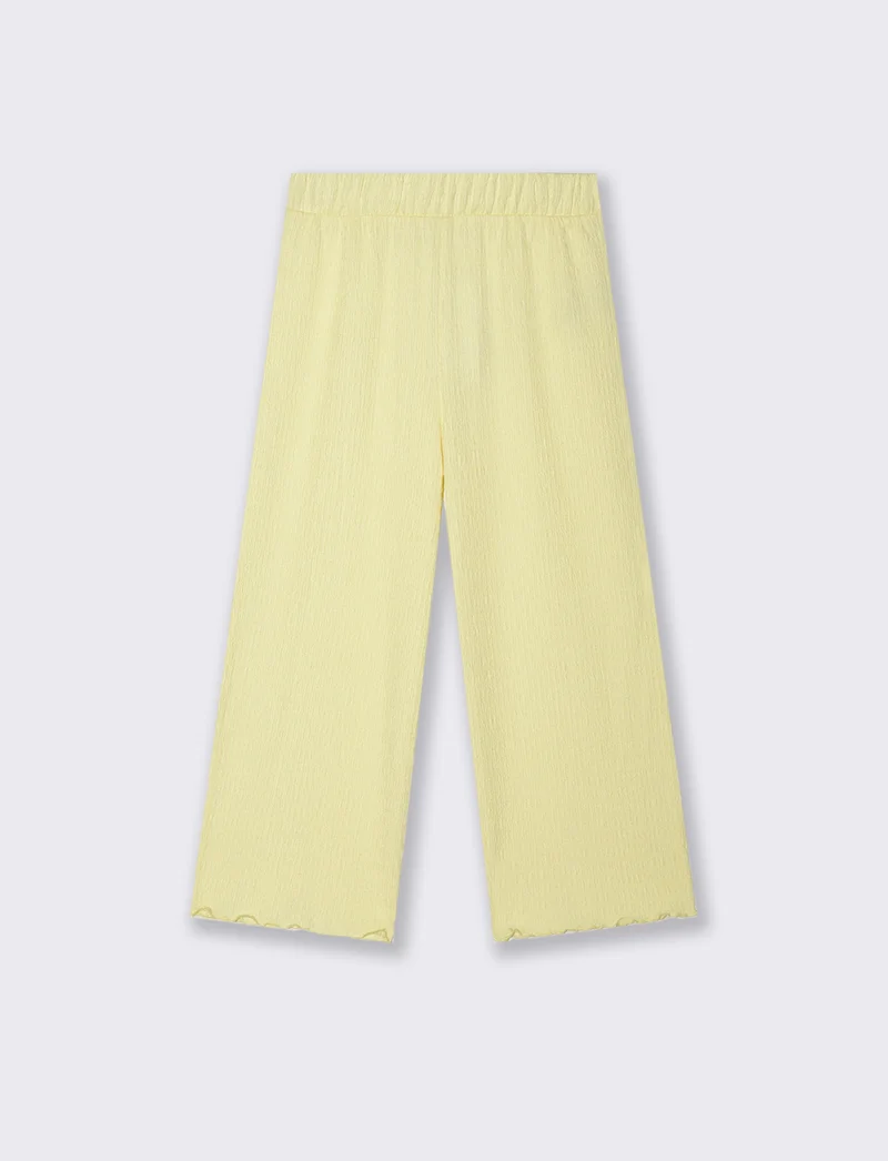 Pantaloni Palazzo Goffrati con Vita Elastica - Giallo