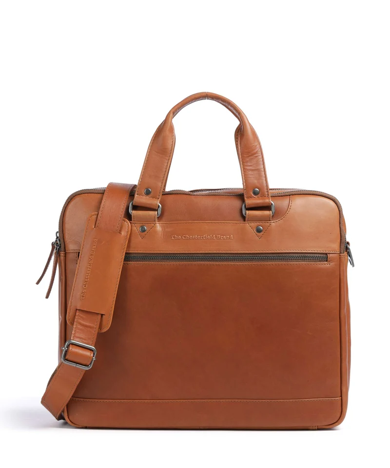 The Chesterfield Brand Wax Pull Up Cow Montara Borsa porta pc cognac