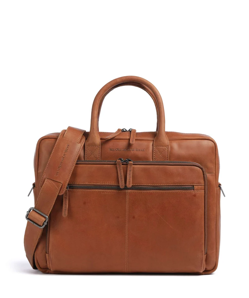 The Chesterfield Brand Wax Pull Up Cow Tacama Borsa porta pc cognac