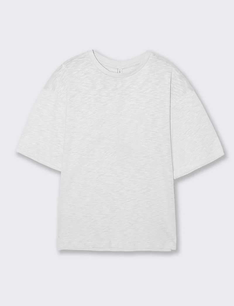 Shirt Girocollo Manica Corto Comoda - Bianco latte