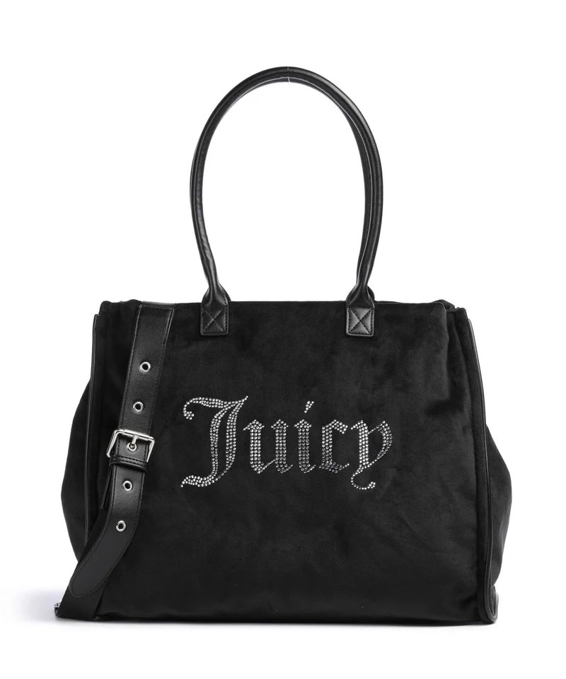 Juicy Couture Iris Velvet Rhinestones L Borsa shopper black