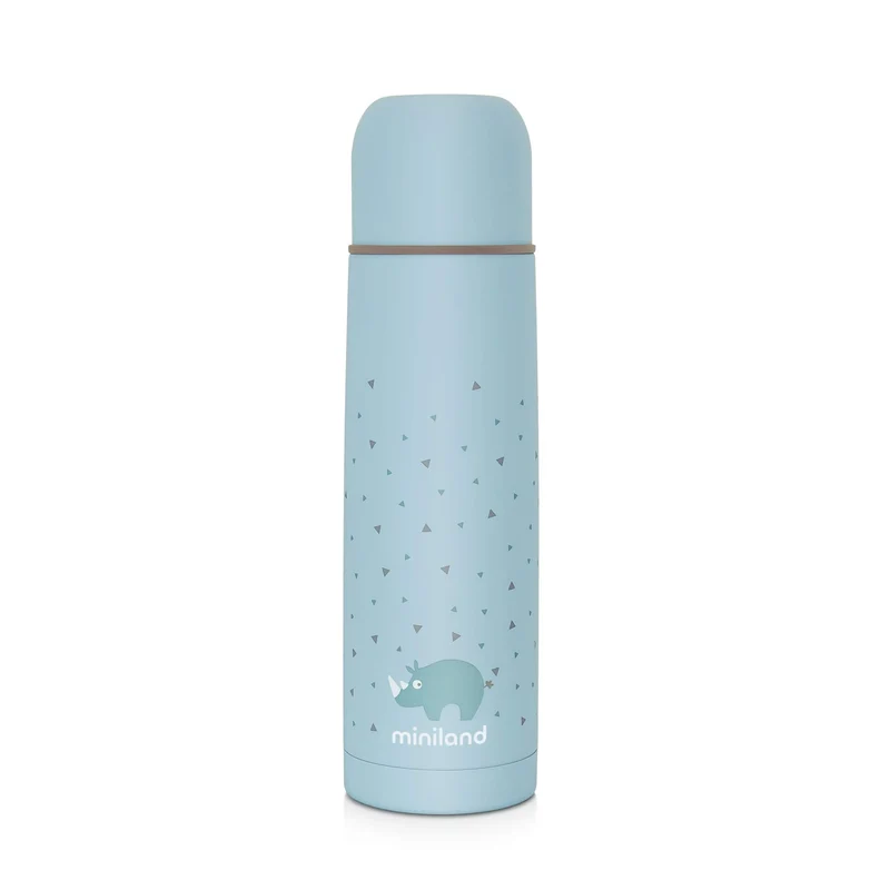 89218 Miniland Thermos per liquidi da 500ml di acciaio di gran qualità e valvola antigoccia con finitura gommosa