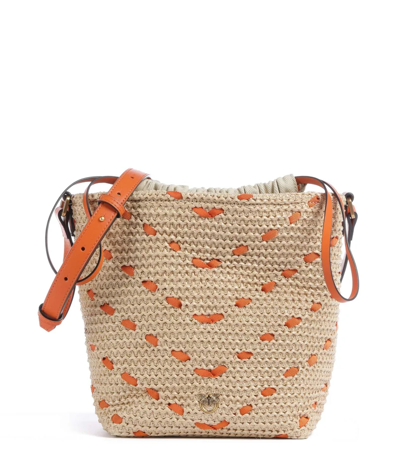 Pinko Borsa a secchiello paglia/arancio/antique gold