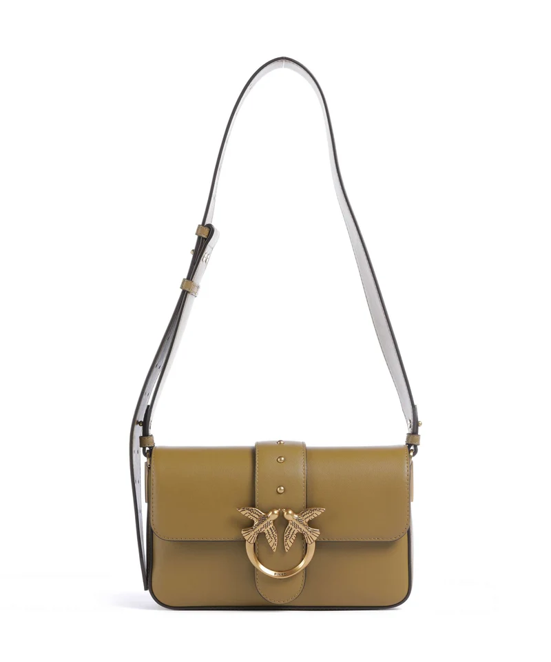 Pinko Love One Mini Slouchy Borsa a spalla verde canguro/antique gold
