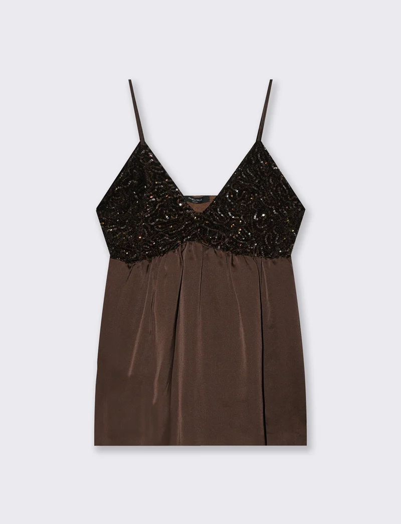 Top in paillettes e georgette - Moro