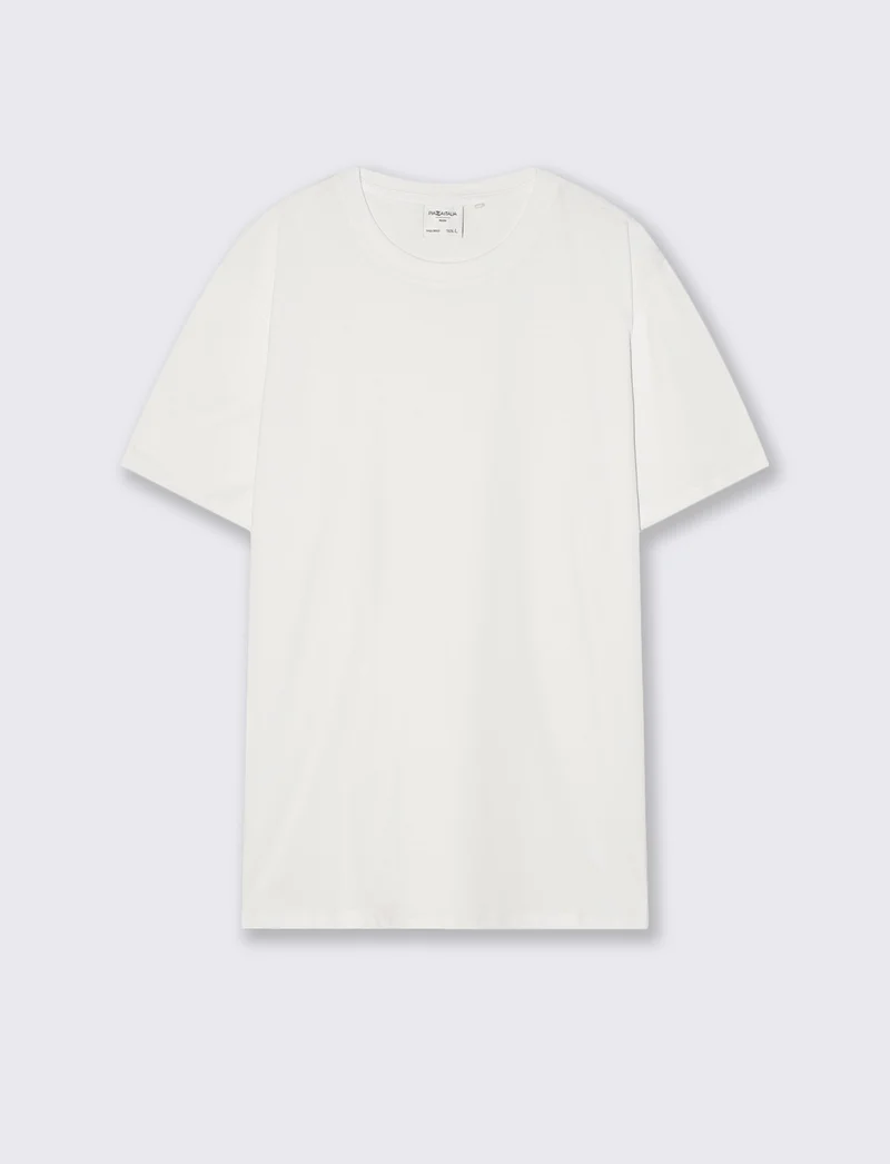 T-shirt girocollo in cotone mercerizzato - Bianco